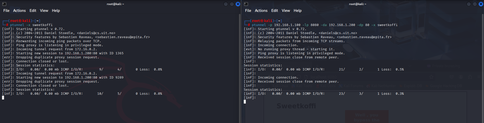 Ptunnel running between client and proxy